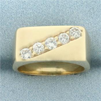 Diagonal Diamond 5-Stone Ring in 14k Yellow Gold