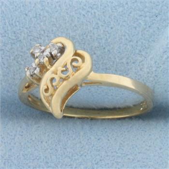 Diamond Abstract Heart Design Ring in 14k Yellow Gold