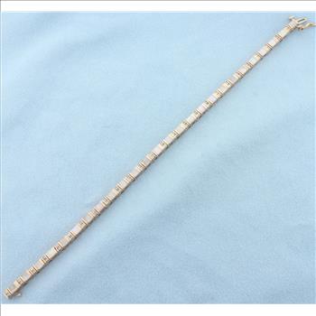 Diamond and Mother of Pearl Inlay Tennis Bracelet in 14k Rose Gold