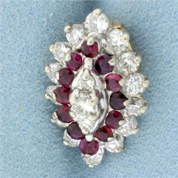 Diamond and Ruby Pendant or Slide in 14k White and Yellow Gold