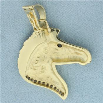 Diamond and Sapphire Zebra Pendant in 14k Yellow Gold