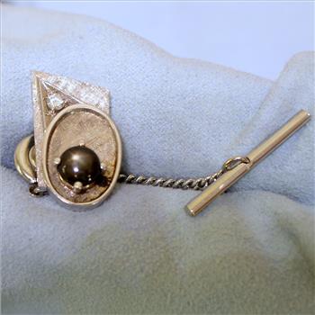 Diamond and Star Sapphire Cufflinks, Tie Tack, and Tuxedo Stud Set in 14k White Gold