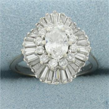 Diamond Ballerina Ring in 14k White Gold