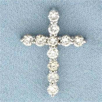 Diamond Cross Pendant in 14k White Gold
