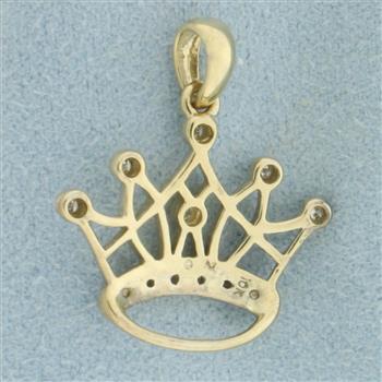 Diamond Crown Pendant in 10k Yellow Gold