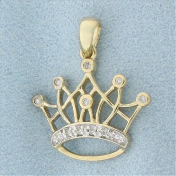 Diamond Crown Pendant in 10k Yellow Gold