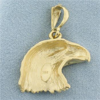 Diamond Cut American Bald Eagle Pendant in 14k Yellow Gold