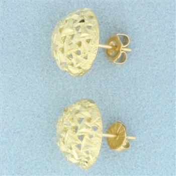Diamond Cut Button Earrings in 14k Yellow Gold
