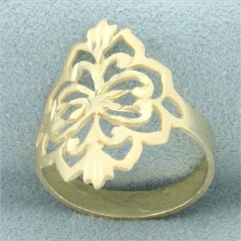 Diamond Cut Cutout Design Ring in 14k Yellow Gold