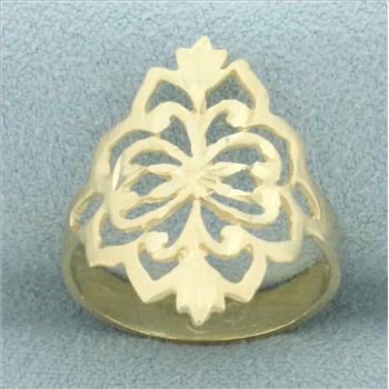 Diamond Cut Cutout Design Ring in 14k Yellow Gold