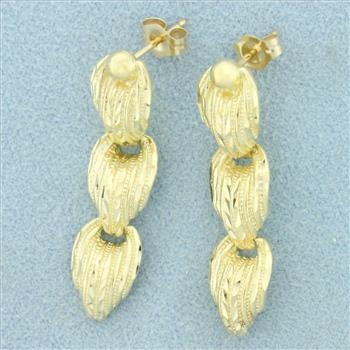 Diamond Cut Dangle Earrings in 14k Yellow Gold