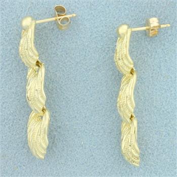 Diamond Cut Dangle Earrings in 14k Yellow Gold