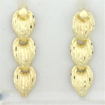 Diamond Cut Dangle Earrings in 14k Yellow Gold