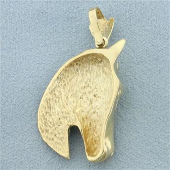 Diamond Cut Horse Head Pendant in 14k Yellow Gold