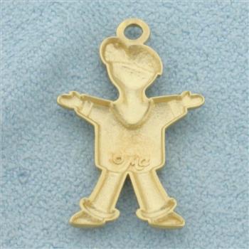 Diamond Cut Little Boy Charm or Pendant in 14k Yellow Gold