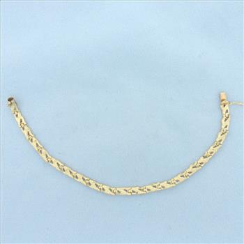 Diamond Cut Nugget Link Bracelet in 14K Yellow Gold