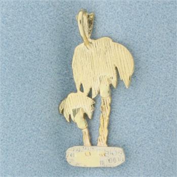 Diamond Cut Palm Tree Pendant in 14k White, Yellow, and Rose Gold