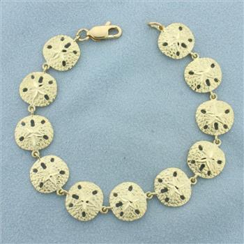 Diamond Cut Sand Dollar Bracelet in 14k Yellow Gold