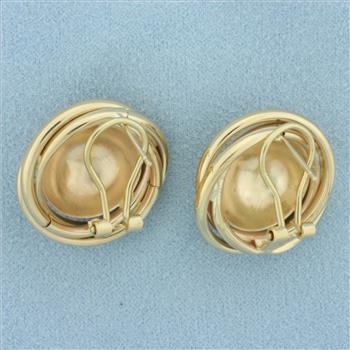 Diamond Cut Star Button Earrings in 14k Yellow and White Gold