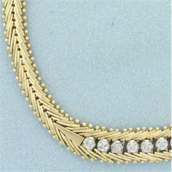 Diamond Designer Link Bracelet in 14k Yellow Gold