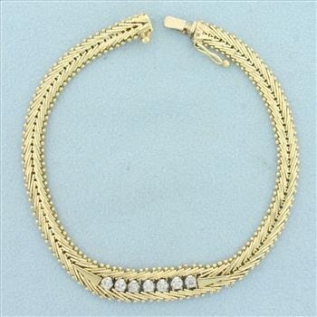 Diamond Designer Link Bracelet in 14k Yellow Gold