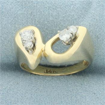 Diamond Double Teardrop Ring in 14k Yellow Gold