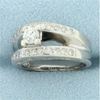 Diamond Engagement Ring with Cutout Hearts in 18k White Gold