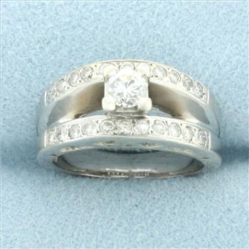 Diamond Engagement Ring with Cutout Hearts in 18k White Gold