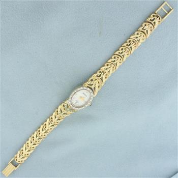 Diamond Geneve Watch in 14k Solid Yellow Gold