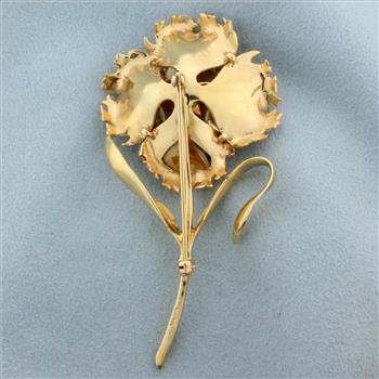 Diamond Hand Crafted Rose Pin in 14K Yellow and Rose Gold