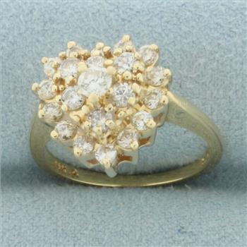 Diamond Heart Cluster Cocktail Ring in 14k Yellow Gold
