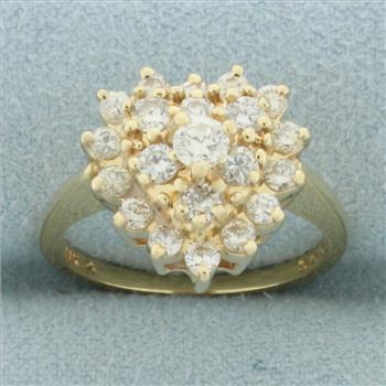 Diamond Heart Cluster Cocktail Ring in 14k Yellow Gold
