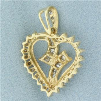 Diamond Heart Pendant in 10k Yellow Gold