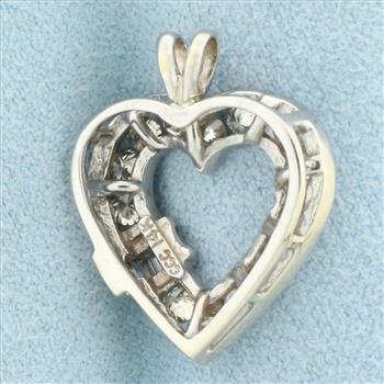 Diamond Heart Pendant in 14k White Gold