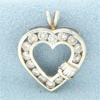 Diamond Heart Pendant in 14k White Gold