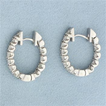 Diamond Hoop Earrings in 14k White Gold