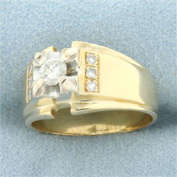 Diamond Illusion Set Ring in 14k Yellow and White Gold