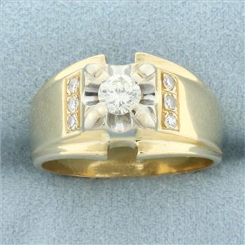 Diamond Illusion Set Ring in 14k Yellow and White Gold