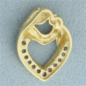 Diamond Mother and Child Pendant in 14k Yellow Gold