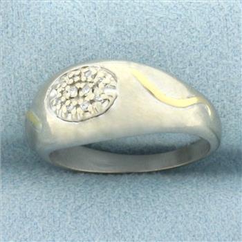 Diamond Pave Wave 2-Tone Ring in 14k White Gold with 14k Yellow Gold Accent