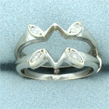 Diamond Ring Jacket for Marquise Diamond Engagement Ring in 14K White Gold