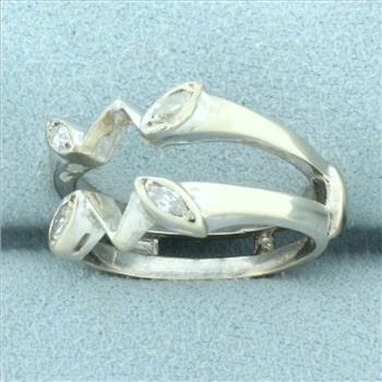 Diamond Ring Jacket for Marquise Diamond Engagement Ring in 14K White Gold