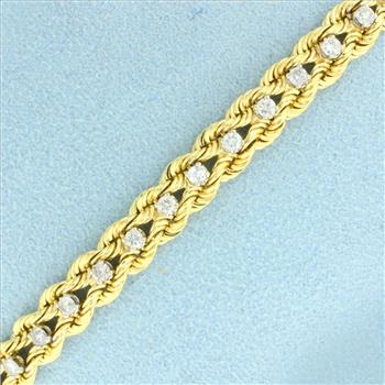 Diamond Rope Link Tennis Bracelet in 14K Yellow Gold