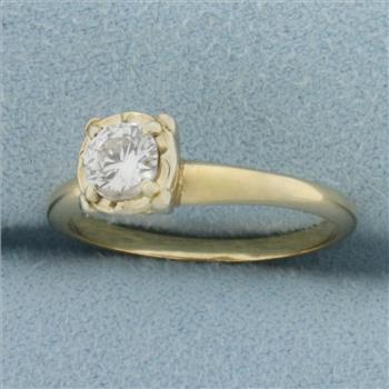 Diamond Solitaire Engagement Ring in 14k Yellow Gold