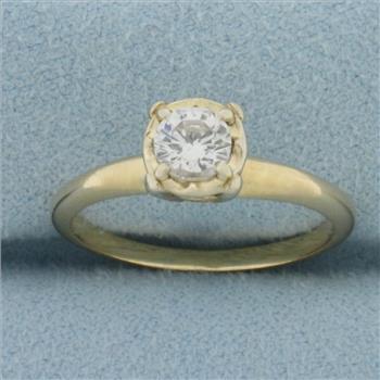 Diamond Solitaire Engagement Ring in 14k Yellow Gold