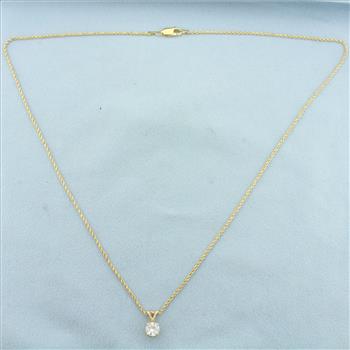 Diamond Solitaire Necklace in 14k Yellow Gold