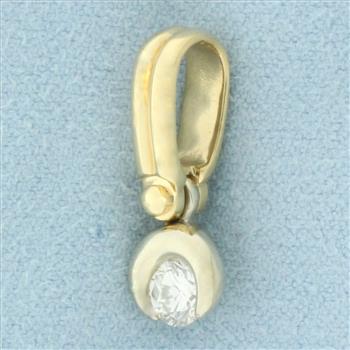 Diamond Swinging Mechanical Pendant in 14k Yellow and White Gold