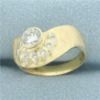 Diamond Swoop Ring in 14k Yellow Gold