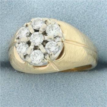Diamond Target Design Ring in 14k Yellow Gold