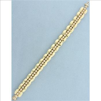 Diamond Tennis Bracelet in Tank Track Jacket in 14k Yellow Gold